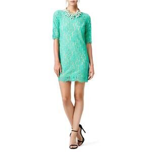 Robert Rodriguez Sea Water Shift Lace Dress, See Thru, Aqua, Size 12
